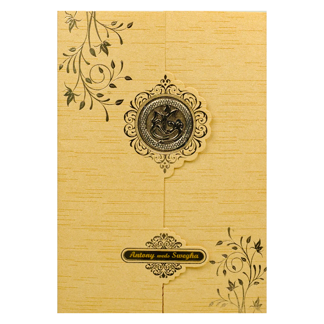 Gold Foiled Floral Wedding Card-KNT2701GL - Image 3