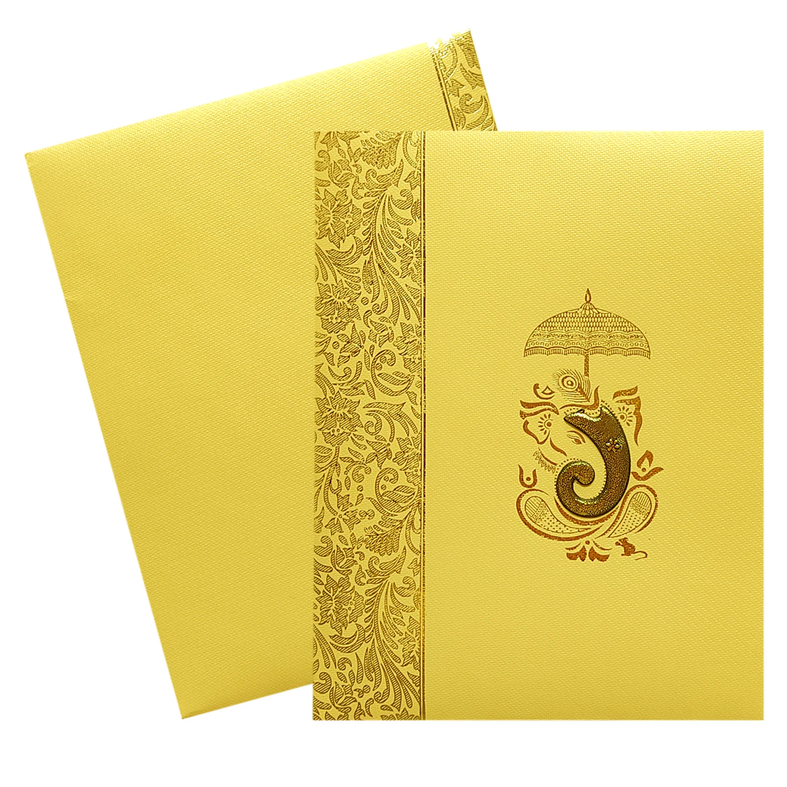 Gold Ganesha Wedding Card-KNKT5014 - Image 2