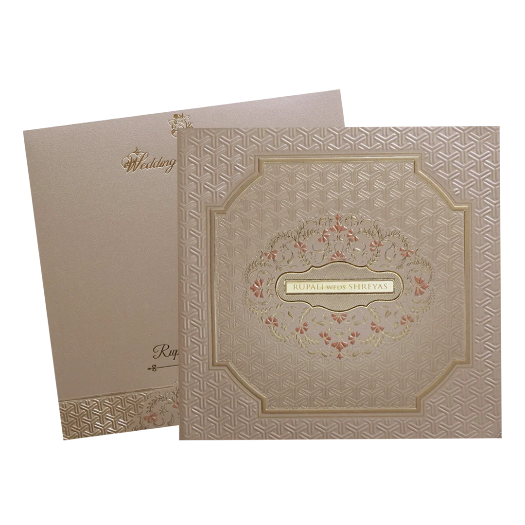Gold Geometric Padded Wedding Card -KMMWD1104 - Image 2