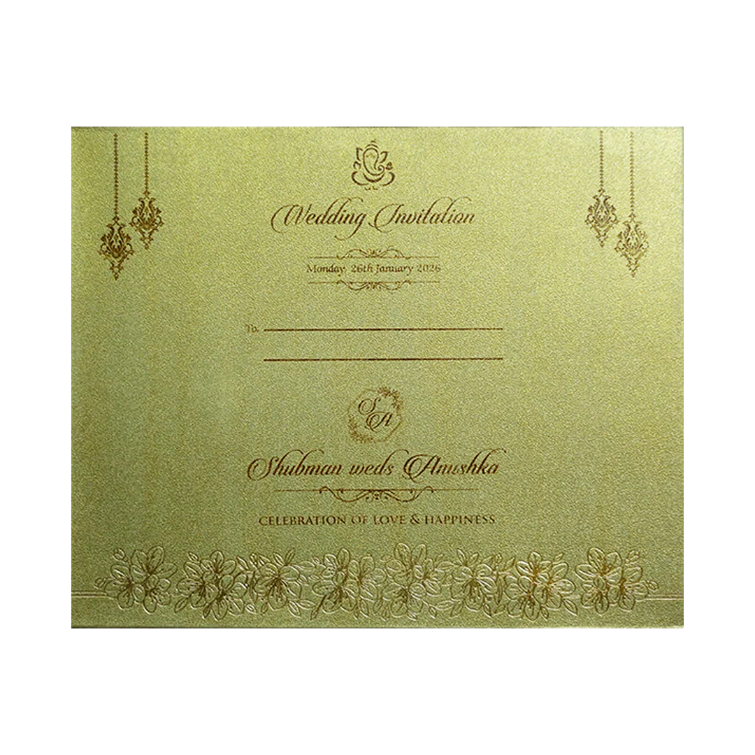Gold Laser Cut Foil Wedding Invitation Card with Custom Name-KRB09140 - Image 4