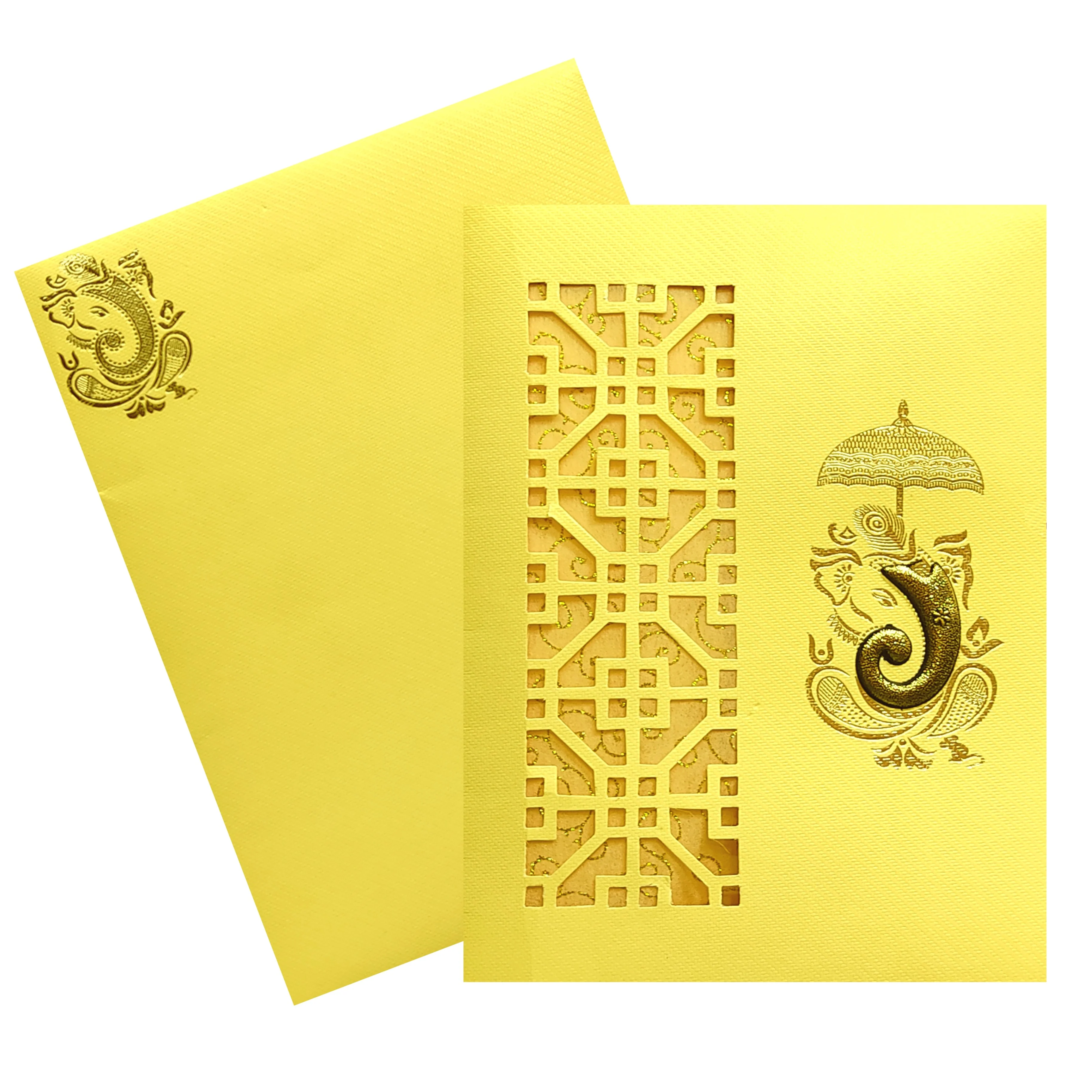 Gold Laser Cut Ganesha Invitation Card-KNKT5019 - Image 2