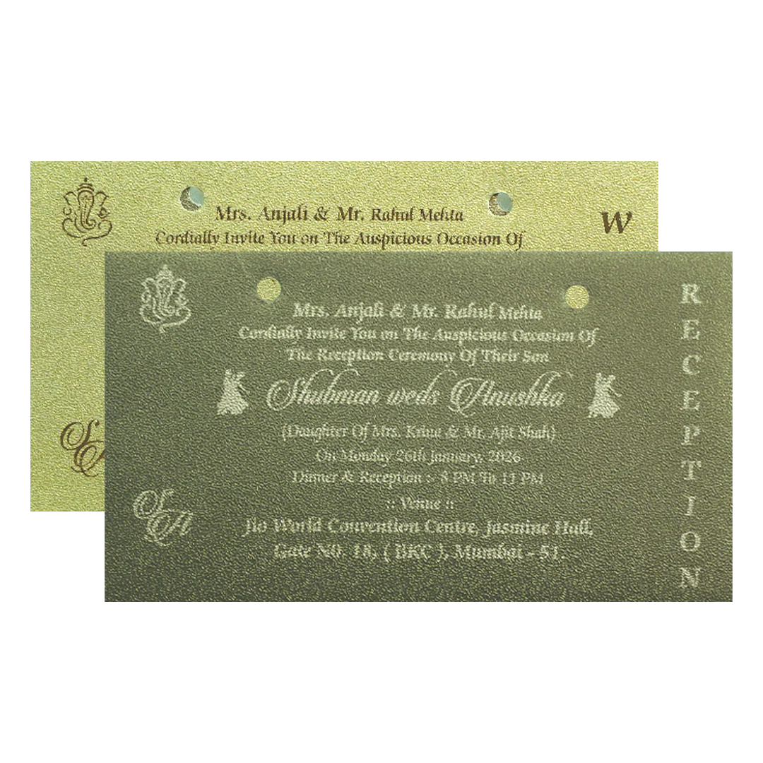 Gold Laser Cut MDF Wedding Invitation Card-KRB07010 - Image 5