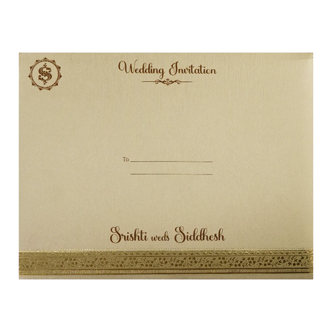 Gold Oval Monogram Padded Wedding Card-KSI64320 - Image 4