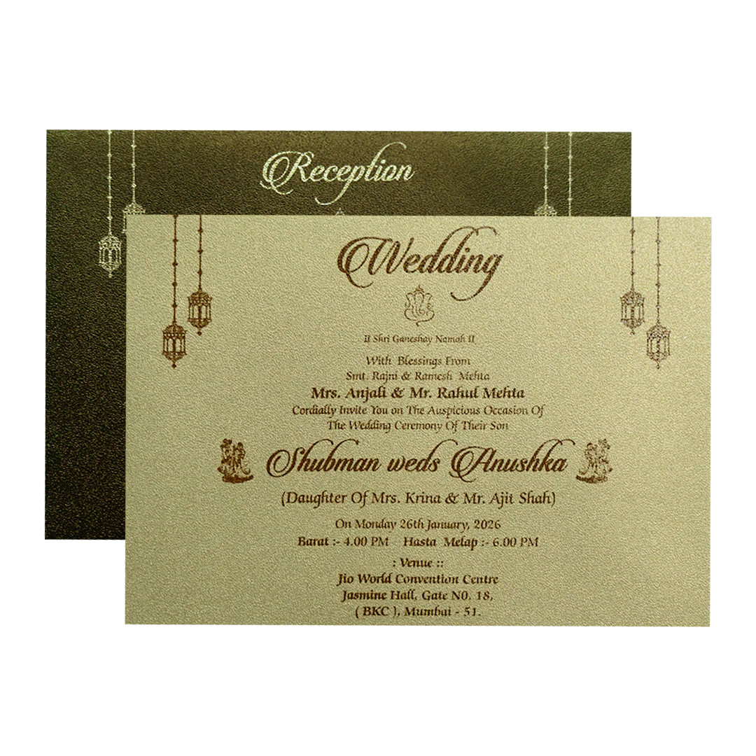 Gold Padded Embossed Floral Wedding Invitation Card-KRB08320 - Image 5