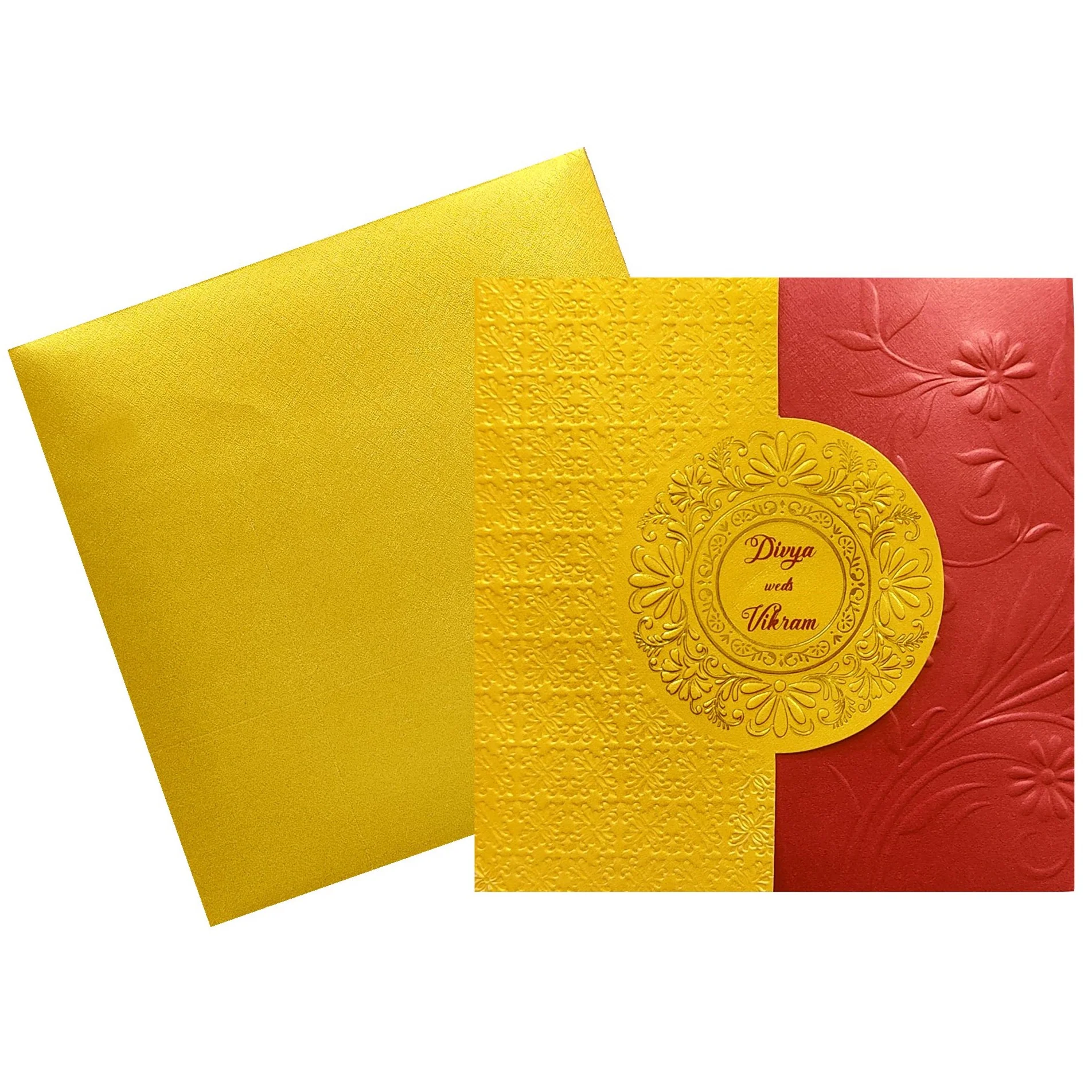 Gold Red Ganesha Wedding Invitation Card-KNK2171 - Image 2