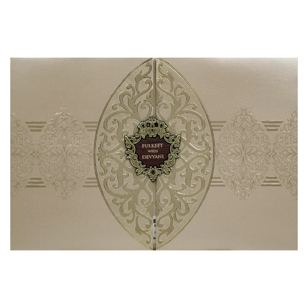 Gold Royal Motif Padded Wedding Card-KJTS1859 - Image 3