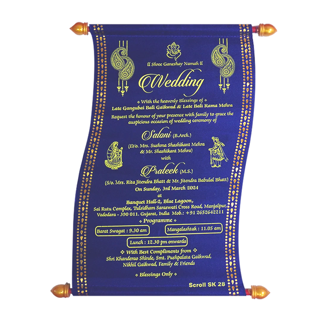 Blue Scroll Wedding Invitation.-KJTS0028 - Image 2