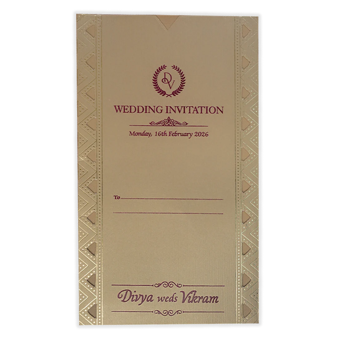 Gold Single Sheet Tassel Wedding Card-KNPD1122 - Image 2