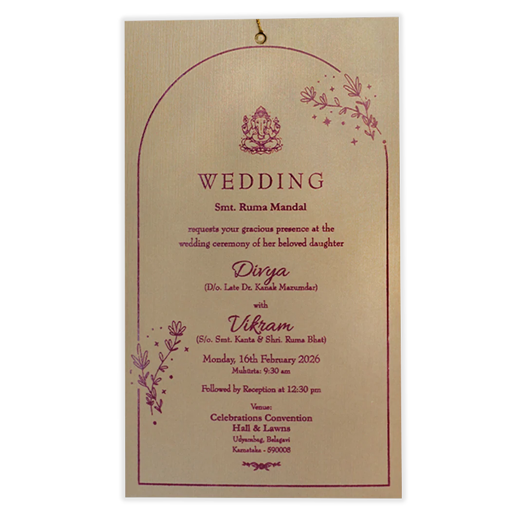 Gold Single Sheet Tassel Wedding Card-KNPD1122 - Image 3