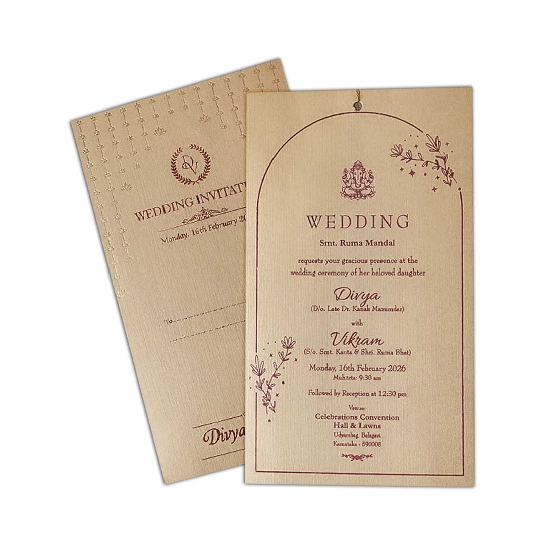 Gold Single Sheet Wedding Card-KNPD1120