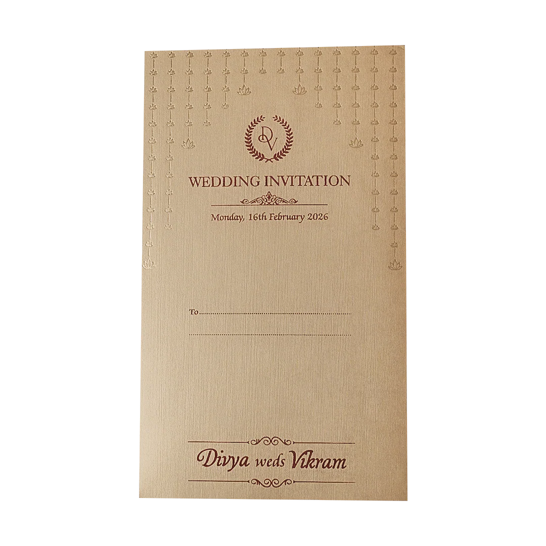 Gold Single Sheet Wedding Card-KNPD1120 - Image 2