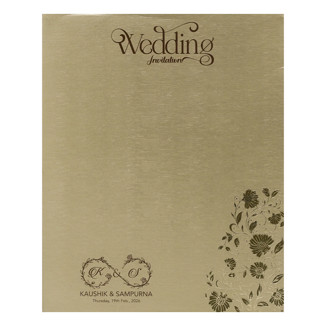Gold Vertical Floral Padded Wedding Card-KSSC2068 - Image 4