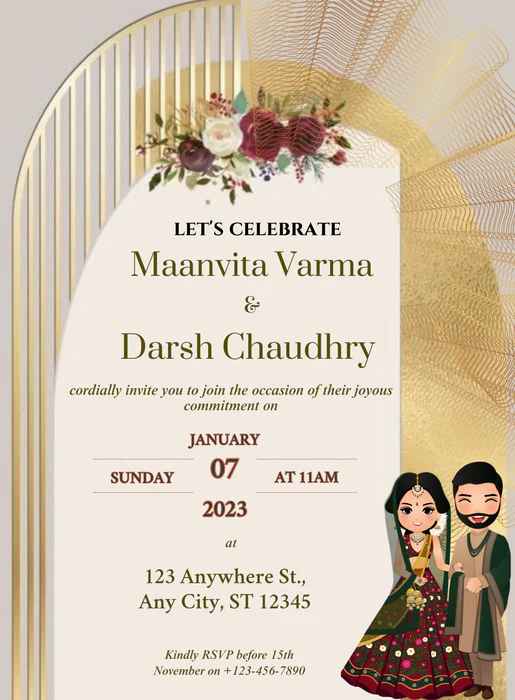Gold Celebrate Gujarati Wedding Invitations-AAGWI026 - Image 2