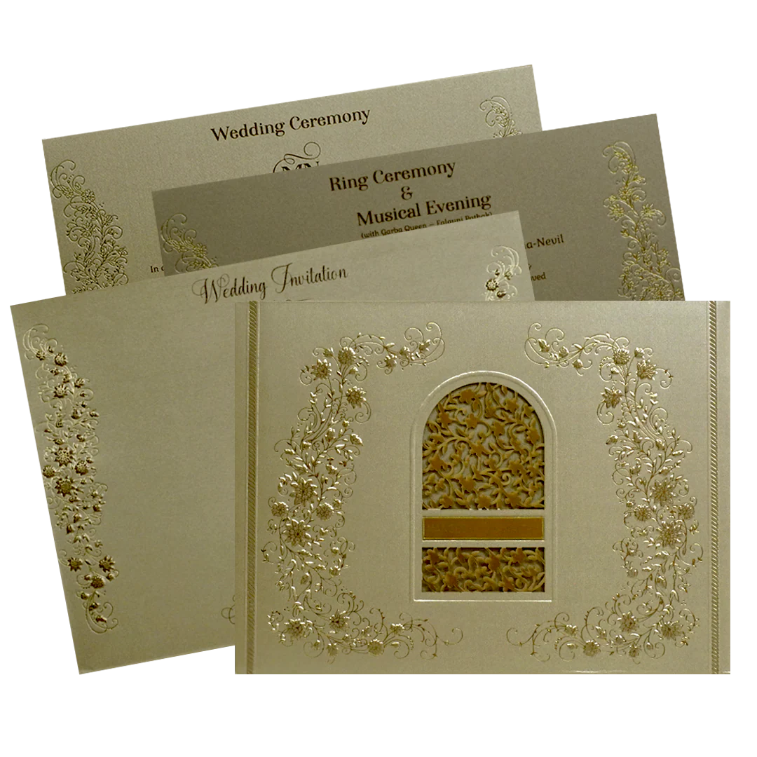 Golden Brown Floral Invitation-KSI12360