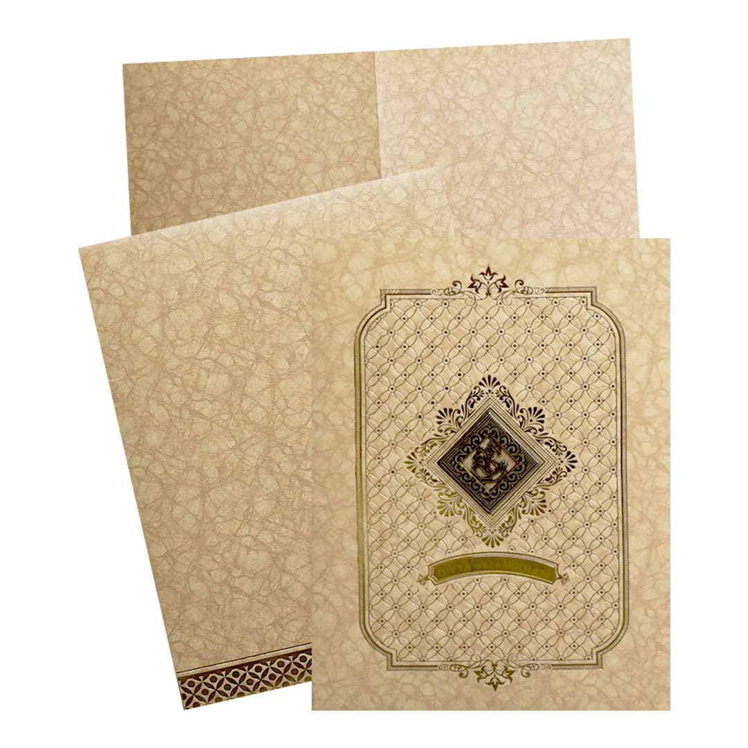 Golden Ganesha Wedding Card-KNKR5031B