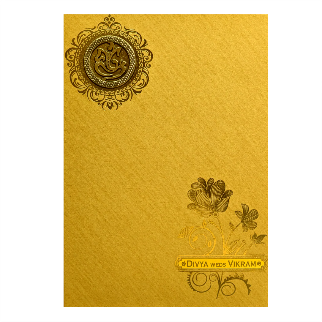 Golden Shimmery Wedding Card-KNCM030G - Image 3