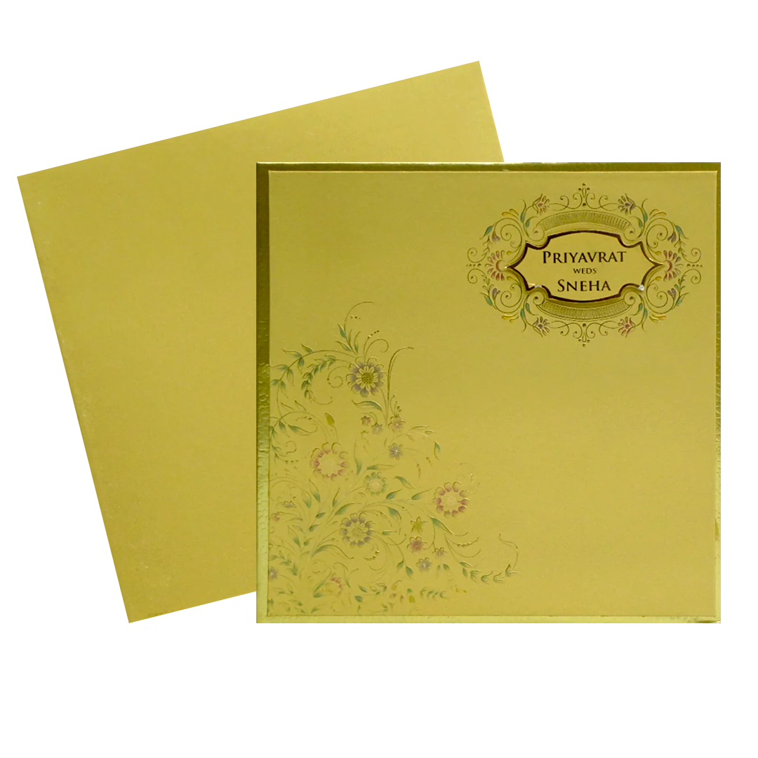 Golden Yellow Wedding Invitation Card-KAC05960 - Image 2