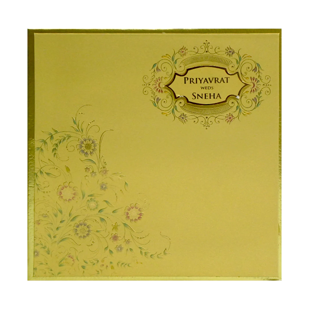 Golden Yellow Wedding Invitation Card-KAC05960 - Image 3