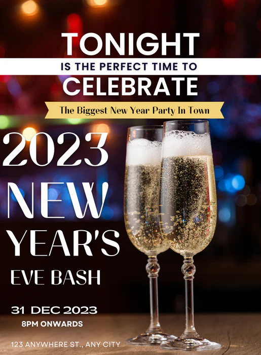 Golden Black New Year Party Invitation-AANYI017 - Image 2