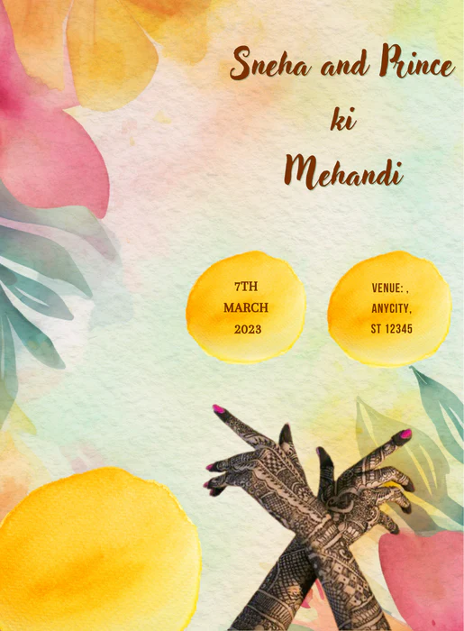 Golden Glamour Mehndi Ceremony Invitation-AAMCI028 - Image 2