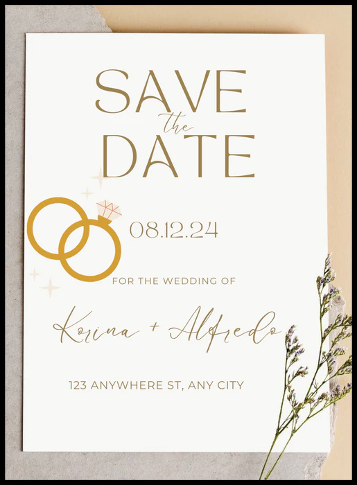 Golden Rings of Love Save The Date Invitation-AASTD017 - Image 2