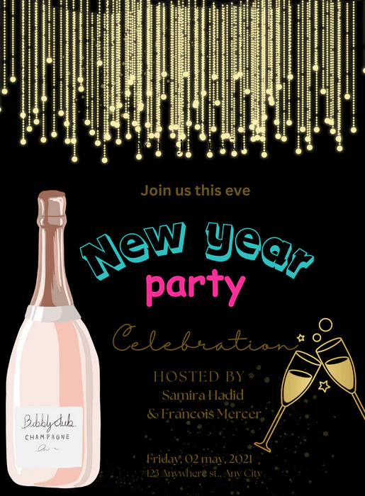 Golden Start New Year Party Invitation-AANYI007 - Image 2
