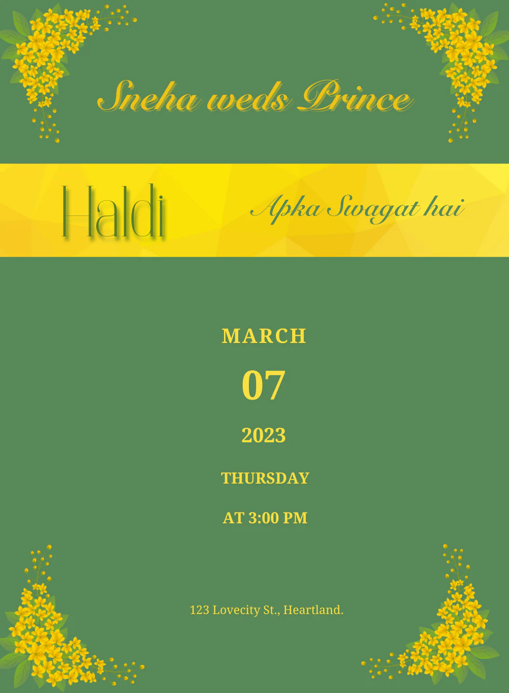 Golden Yellow Haldi Cremony Invitation-AAHCI030