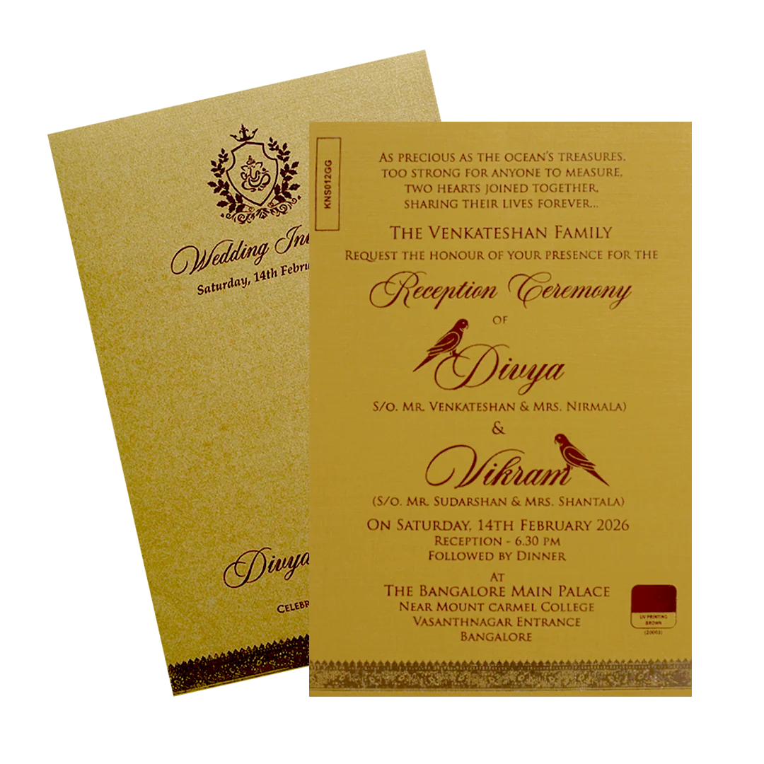 Cream single sheet with gold envelope invitation card-KNS012GG