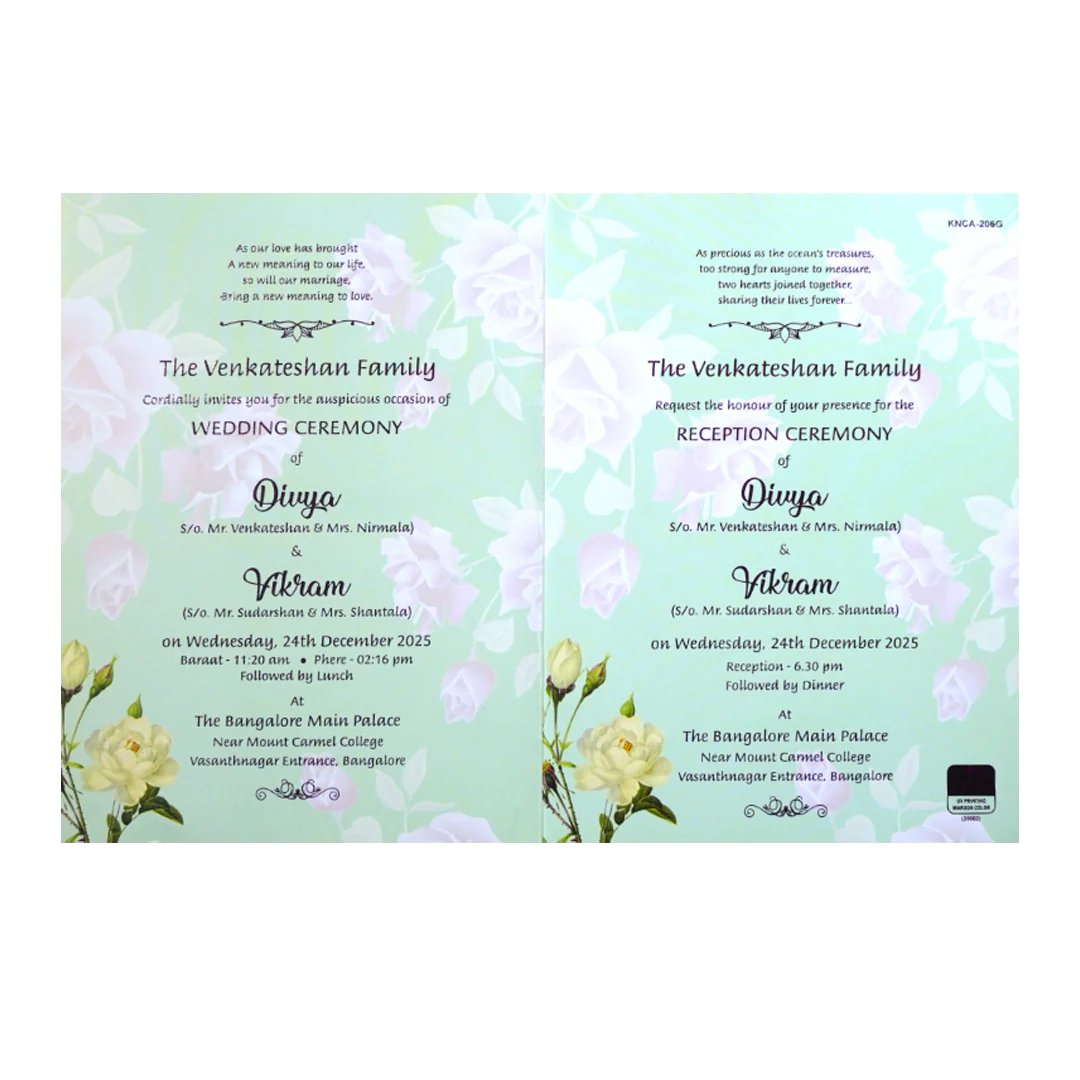 Green Classic Pastel Multicolour Floral Offset Print Design-KNCA206G - Image 5
