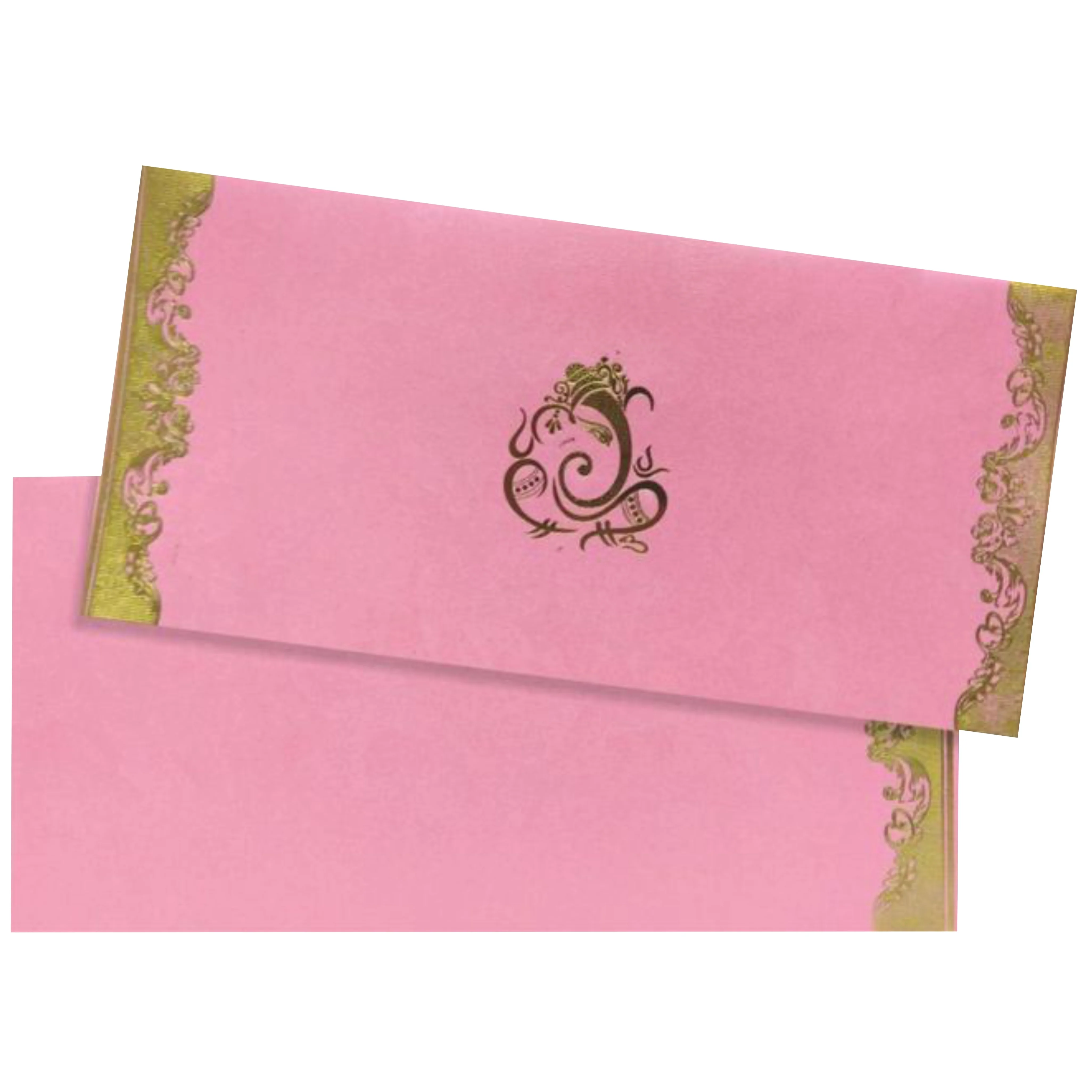 Gorgeous Pink Shading With Gold Foiling Wedding Card-KNK4745 - Image 2