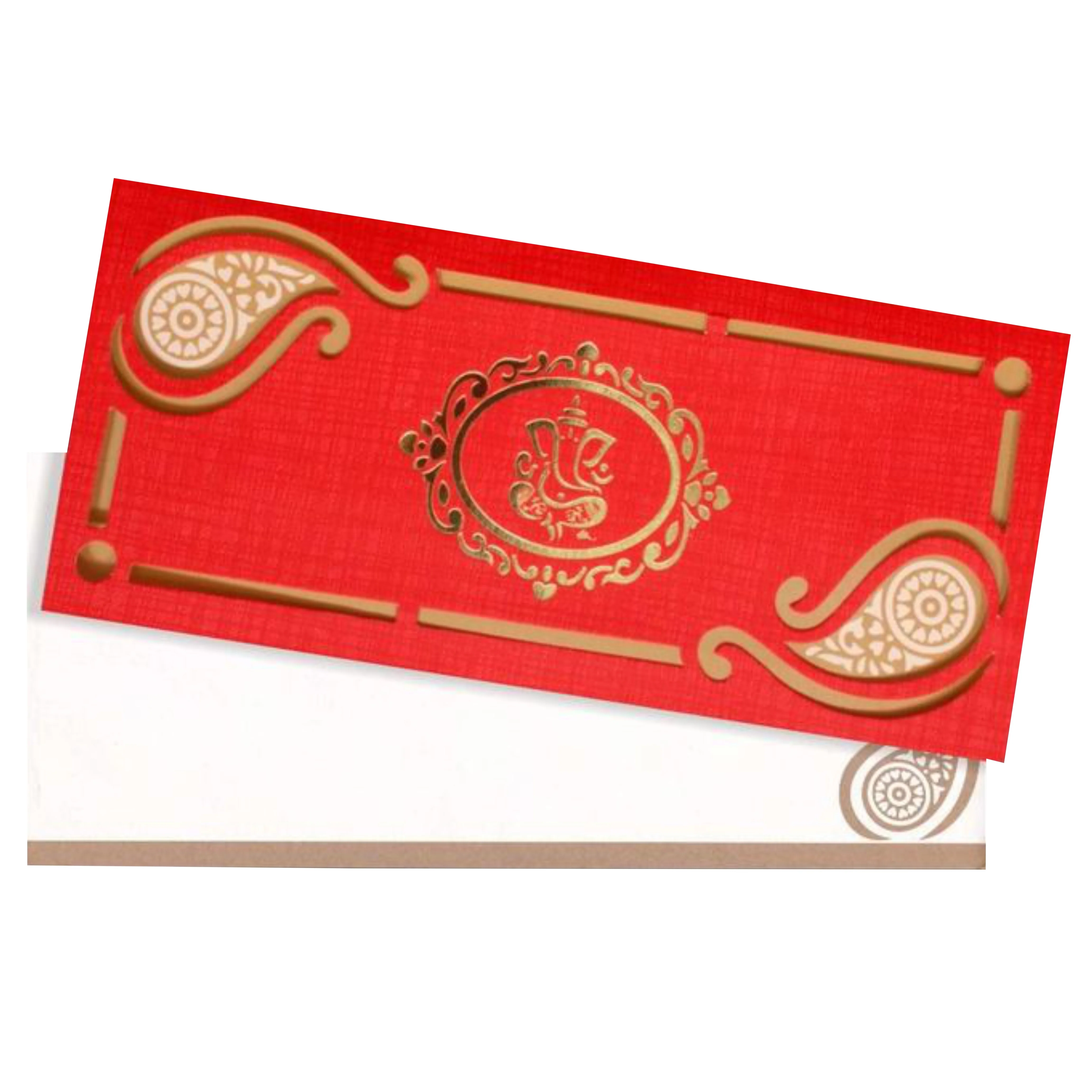 Red Ganesha Card With Gold Foiling-KNSPC316 - Image 2
