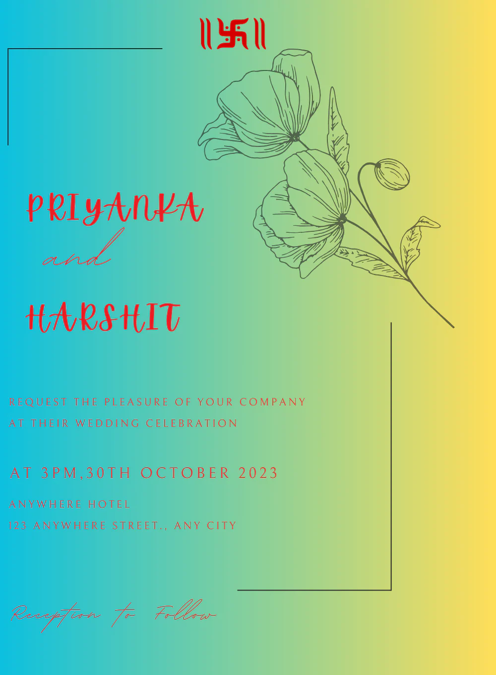 Gradient color Jain Wedding Invitation-AAJWI006