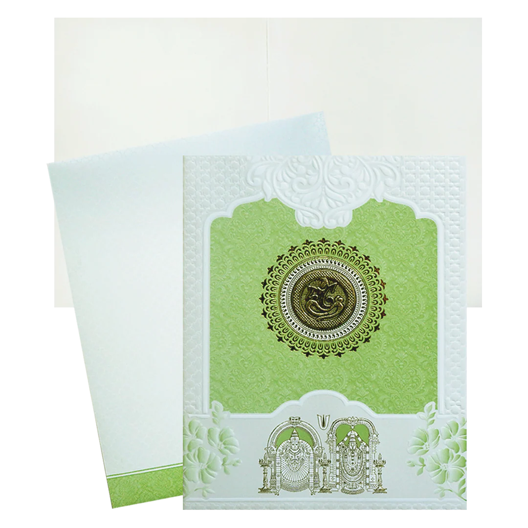 Green and White God Inspired Wedding Card-KNK7079G