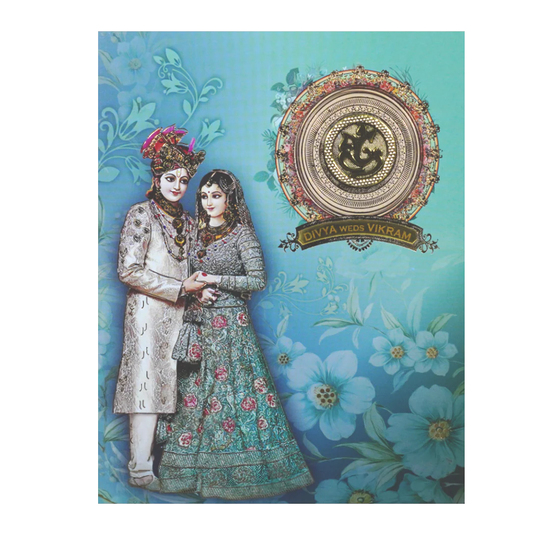 Green Bride And Groom Wedding Card-KNKJ1105 - Image 3