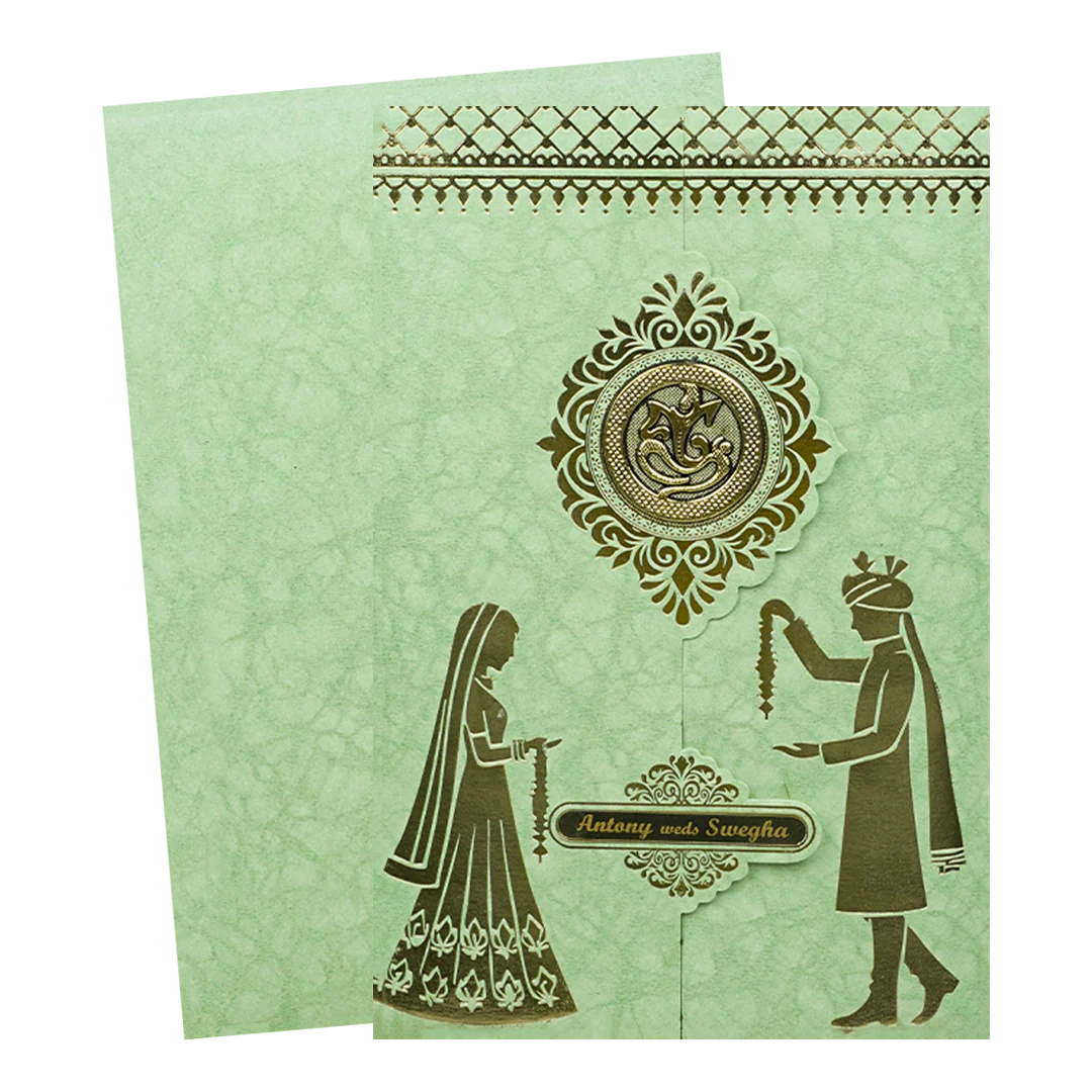 Green Door Style Bride Groom Wedding Card-KNK3602GN - Image 2