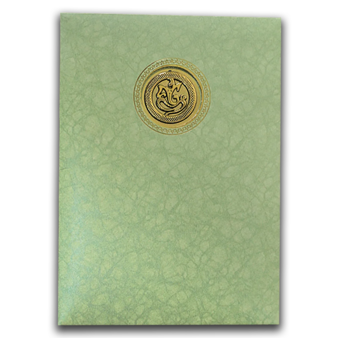 Green Elephant Baraat Wedding Card-KNKR039LG - Image 4