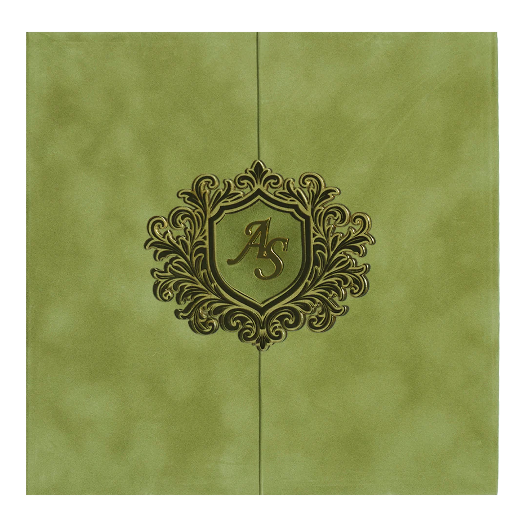 Green Emblem Wedding Invitation Box-KMMEX8390 - Image 3