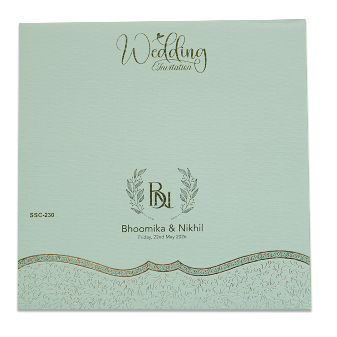 Green Floral Embossed Padded Wedding Card - KSSC2300 - Image 4