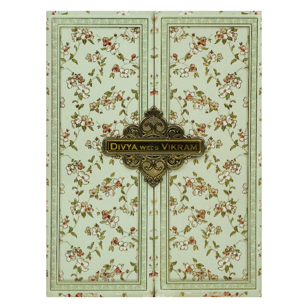 Green Floral Nameplate Door Invitation Card-KNTY6803 - Image 3