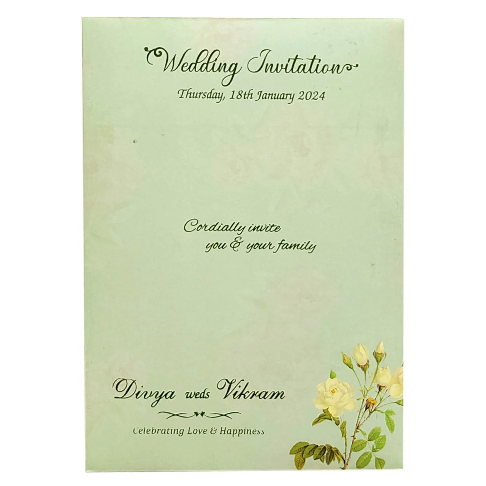 Green Floral Nameplate Invitation Card-KNCY6605G - Image 4