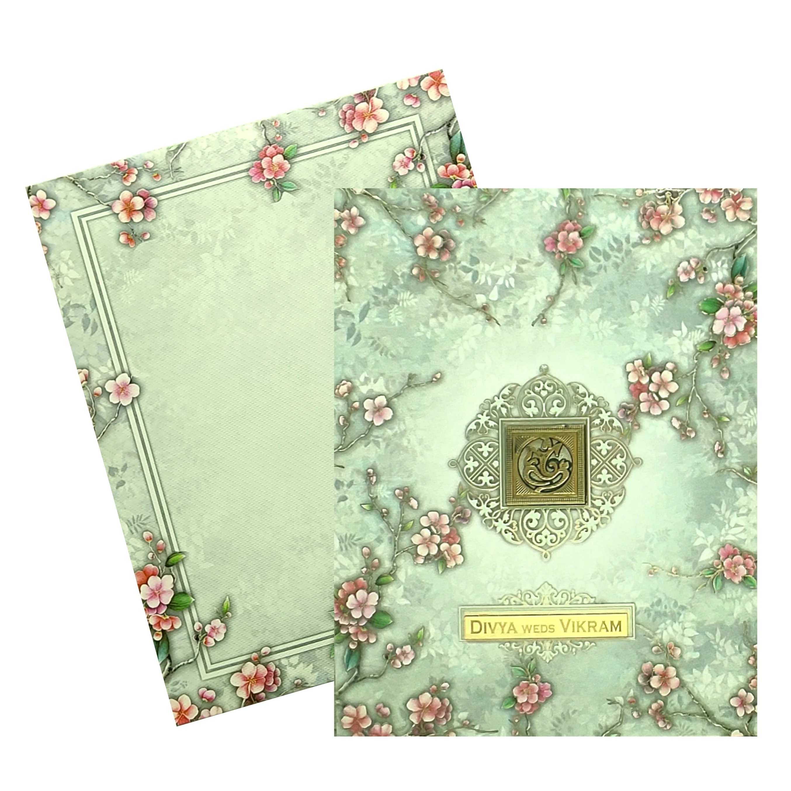Green Floral Nameplate Invitation Card-KNKN6304 - Image 2