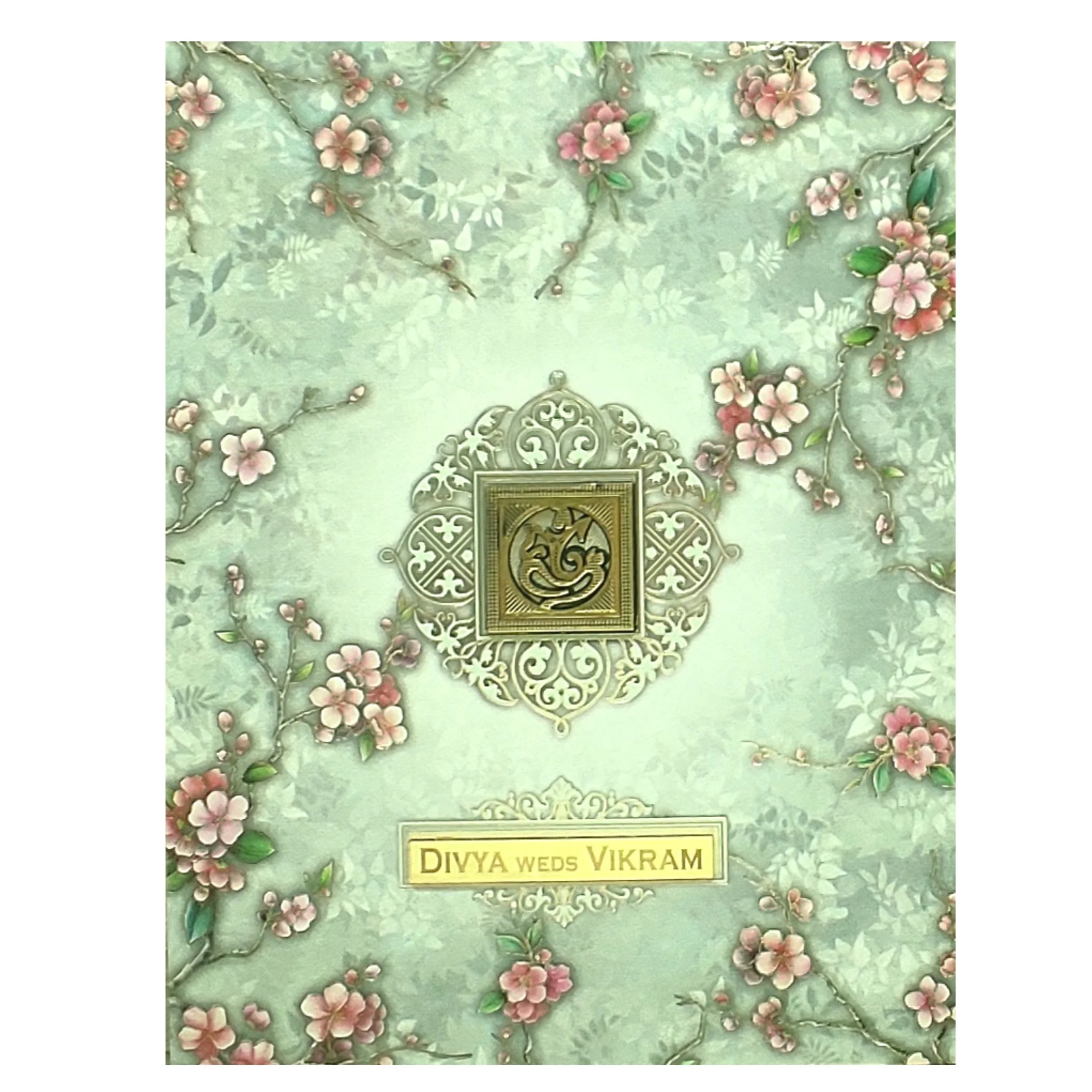 Green Floral Nameplate Invitation Card-KNKN6304 - Image 3