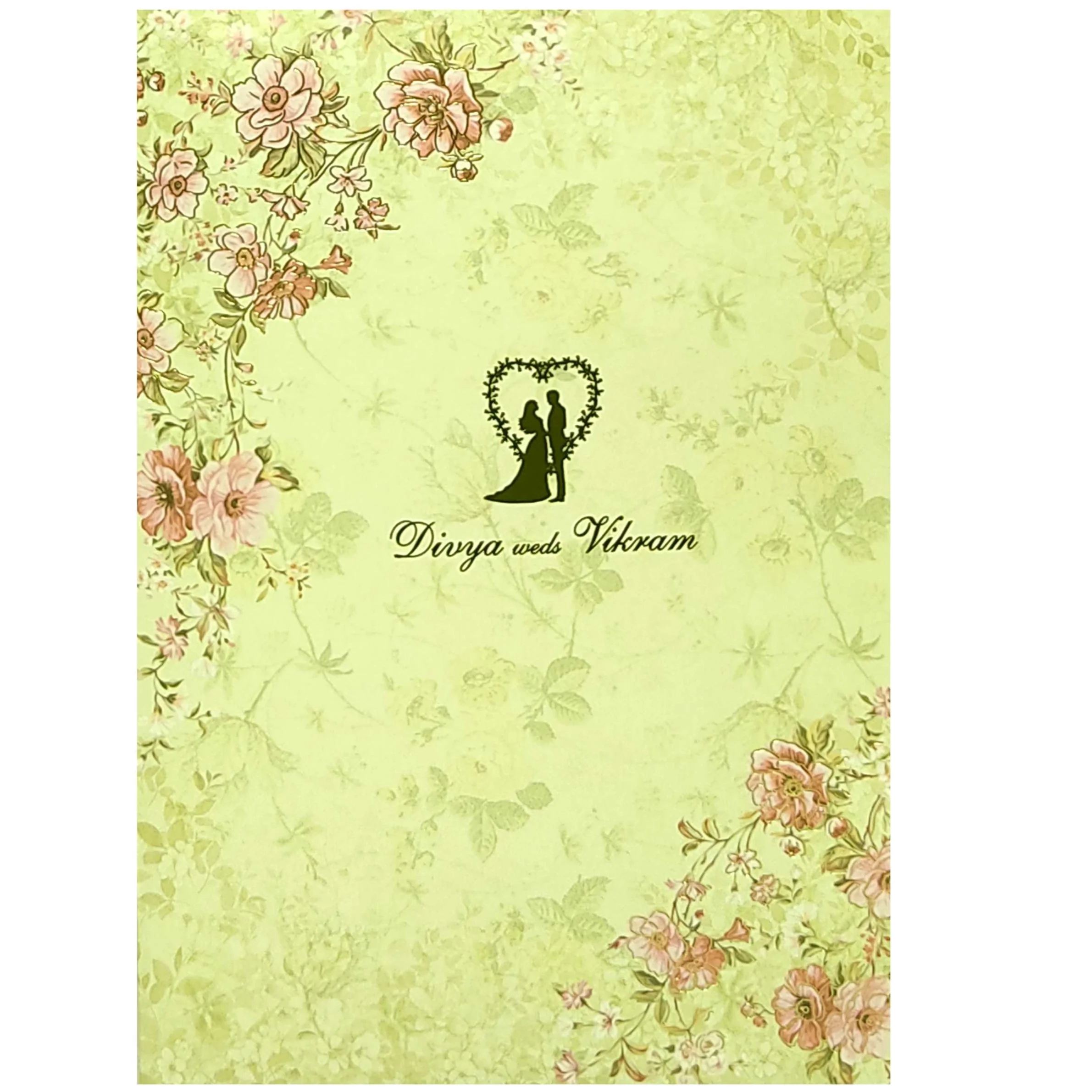 Green Floral Offset Invitation With Gold Foiling-KNCP252P - Image 3