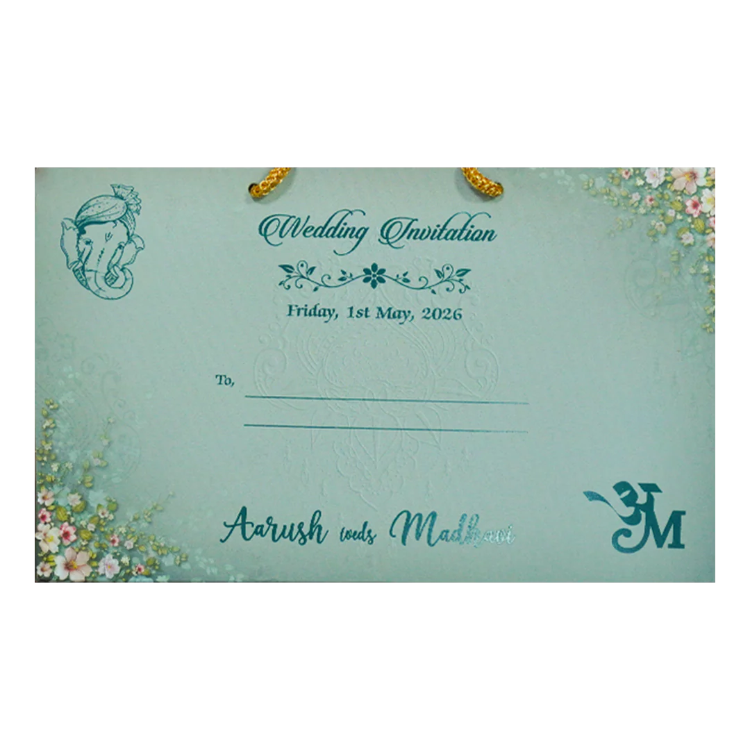 Green Floral Padded Wedding Card-KSH72290 - Image 4