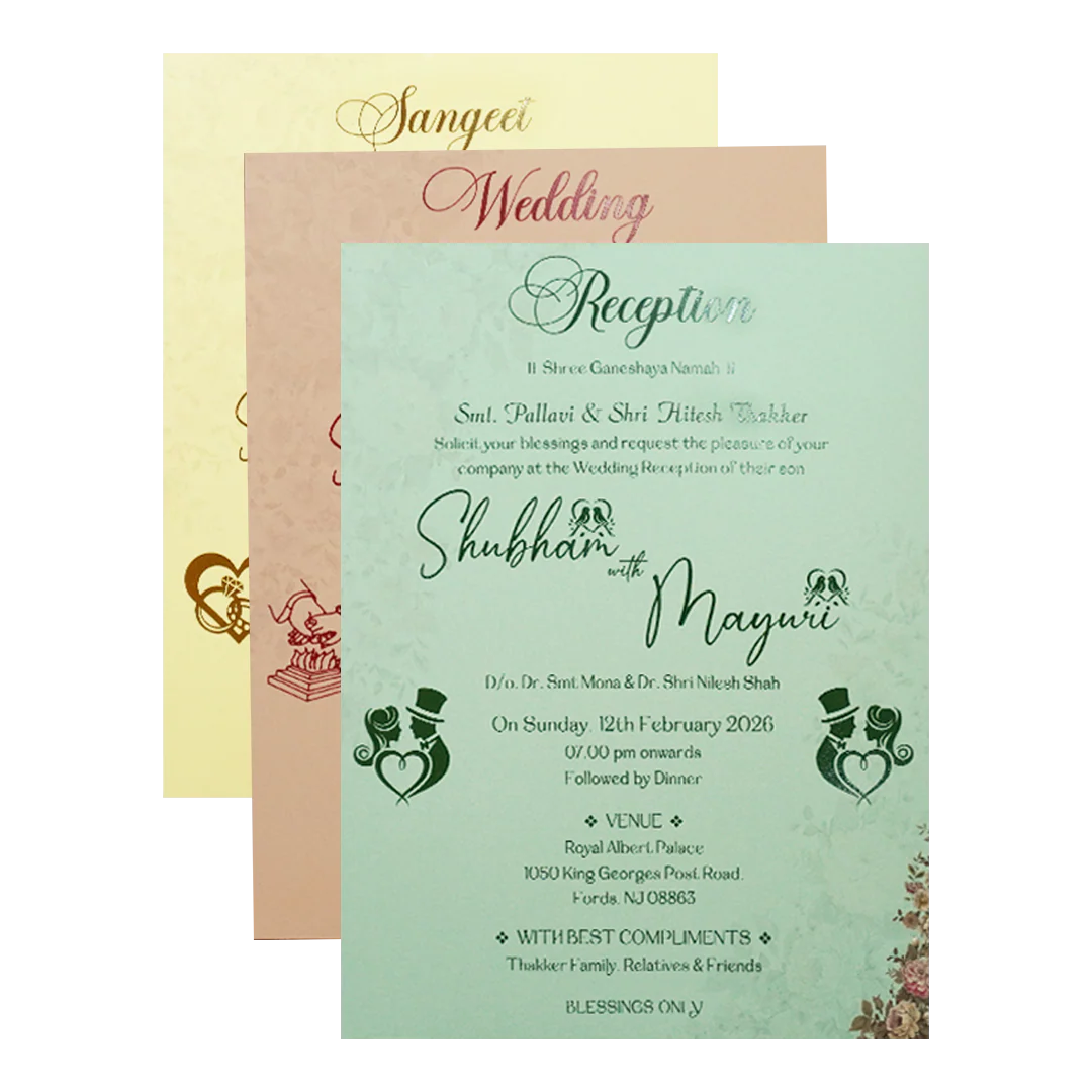 Green Floral Padded Wedding Card-KSH72510 - Image 5