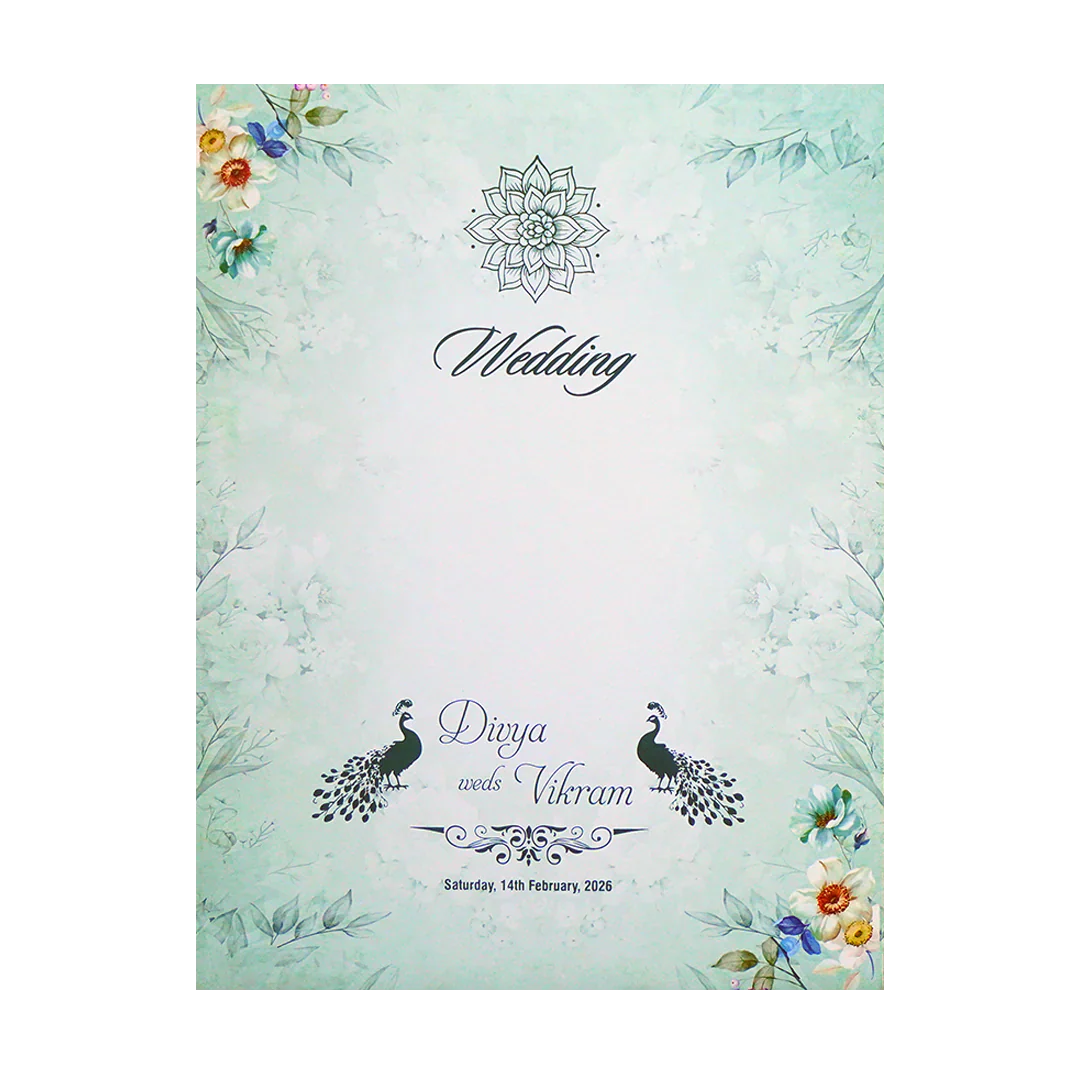 Green Floral Single Sheet Invitation-KNPA412G - Image 3
