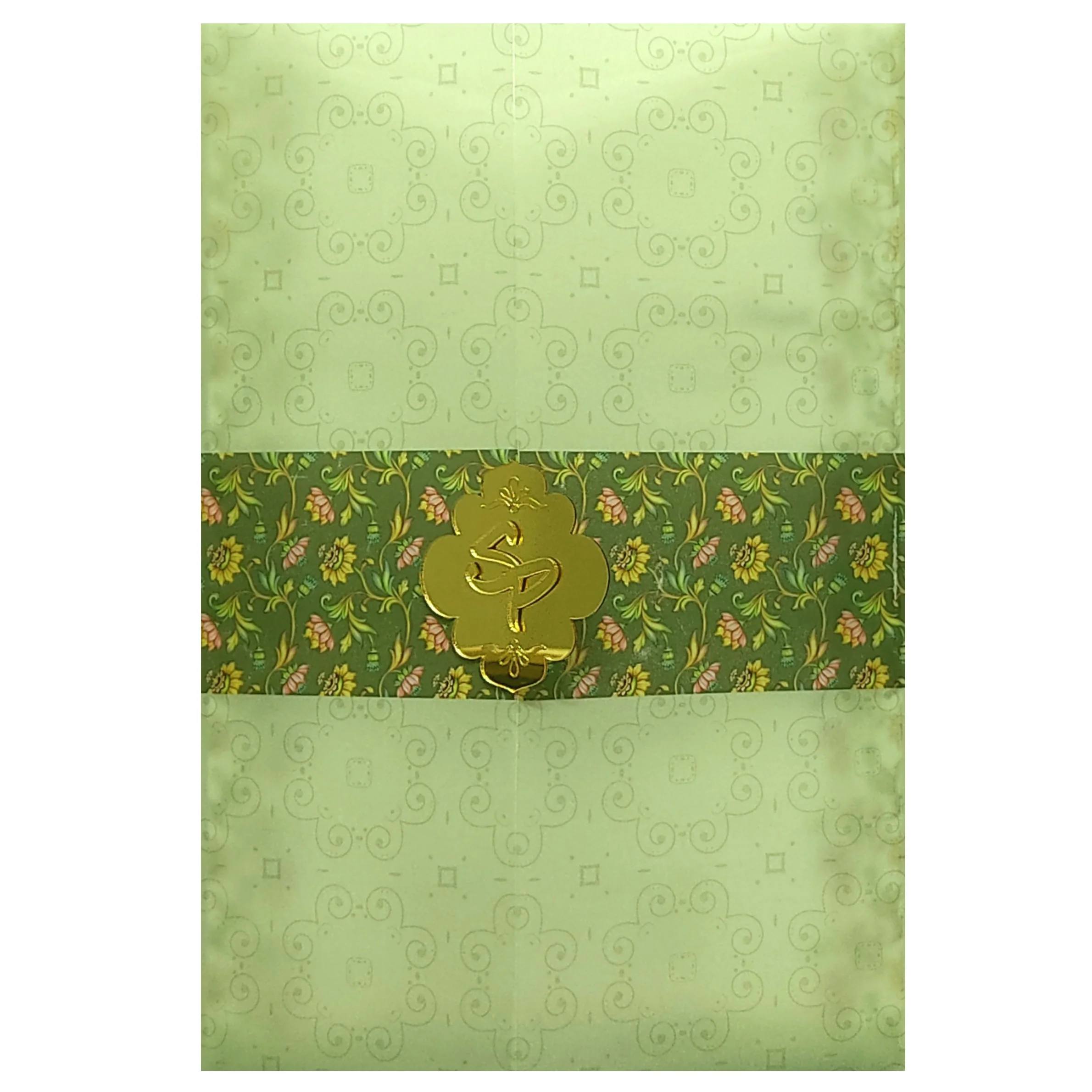 Green Floral Tracing Sheet Invitation Card-KRC29660 - Image 3