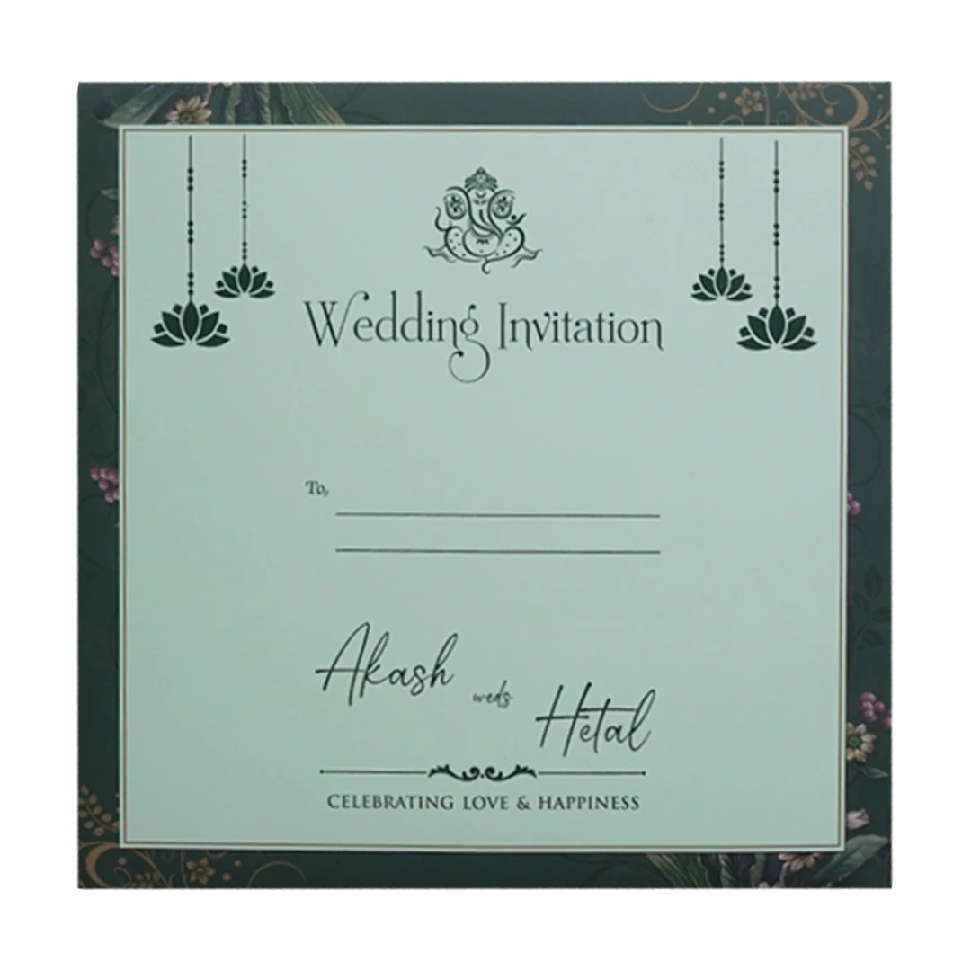 Green Floral Padded Wedding Card - KSH72810 - Image 4