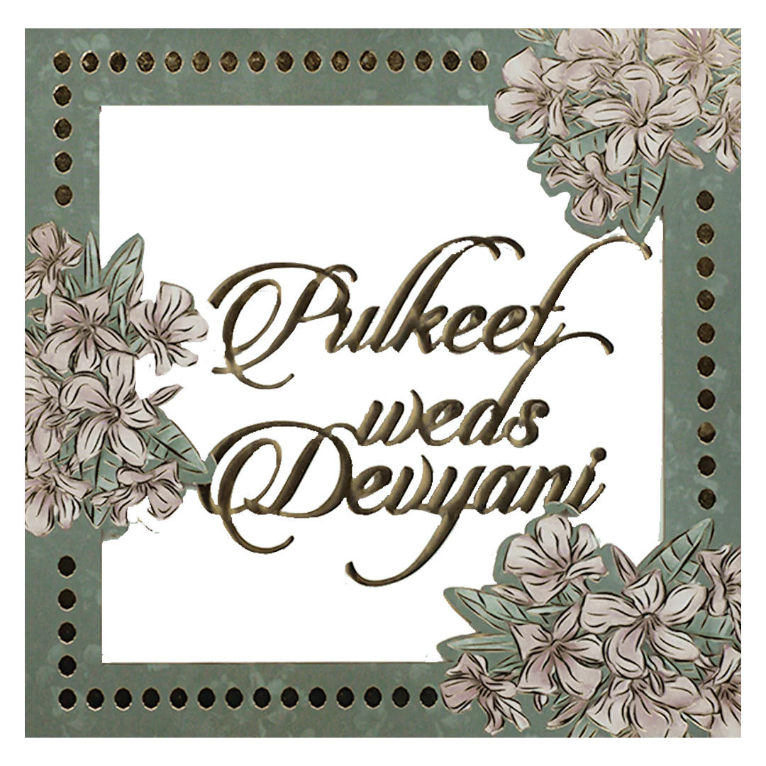 Green Floral Window Laser Cut Padded Wedding Card-KJTS1701 - Image 3