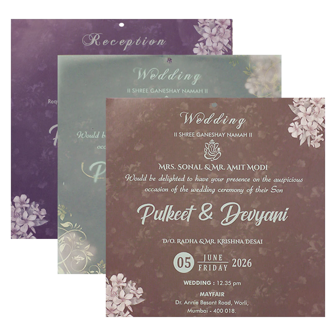 Green Floral Window Laser Cut Padded Wedding Card-KJTS1701 - Image 5